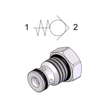 Cartridge Check Valve 7/8-14 UNF-2A (30l/min) — hydraulic valve for flow control, pressure regulation, or circuit protection in mobile and industrial hydraulic systems, supplied by Fluid Power Distributors (FPD), Hamilton New Zealand — hydraulic valve specialists for construction, agriculture, forestry, and industrial applications across New Zealand