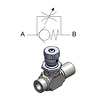 Inline Unidirectional flow regulator (90°) — hydraulic valve for flow control, pressure regulation, or circuit protection in mobile and industrial hydraulic systems, supplied by Fluid Power Distributors (FPD), Hamilton New Zealand — hydraulic valve specialists for construction, agriculture, forestry, and industrial applications across New Zealand