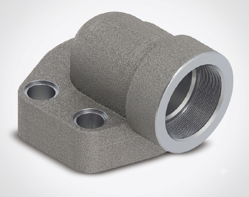 Port Adaptor SAE Pipe Threaded 90&deg; Flange Mounting &mdash; hydraulic system accessory for mobile and industrial hydraulic installations, supplied by Fluid Power Distributors (FPD), Hamilton New Zealand &mdash; hydraulic components specialists for construction, agriculture, and industrial sectors across New Zealand