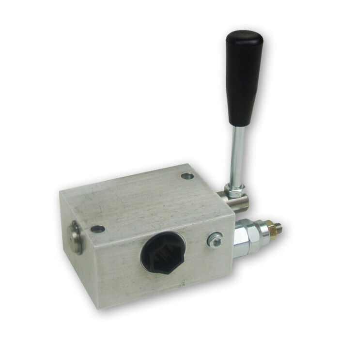 M+S Hydraulic M+S BD Series Handle Operated Directional Control Valve with Relief — European-made hydraulic valve or accessory for orbital motor circuit control and protection, supplied by Fluid Power Distributors (FPD), Hamilton New Zealand — call (07) 849 5771