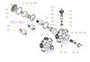 Exploded view technical diagram of Kawasaki Staffa HMB030 radial piston motor and genuine spare parts — including motorcase, cylinder head, pistons, con-rods, bearings, and seals — genuine KPM replacement parts supplied by Fluid Power Distributors (FPD), New Zealand's exclusive Kawasaki Precision Machinery distributor and authorised service centre, Hamilton New Zealand