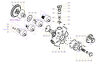 Exploded view technical diagram of Kawasaki Staffa HMB270 radial piston motor and genuine spare parts — including motorcase, cylinder head, pistons, con-rods, bearings, and seals — genuine KPM replacement parts supplied by Fluid Power Distributors (FPD), New Zealand's exclusive Kawasaki Precision Machinery distributor and authorised service centre, Hamilton New Zealand