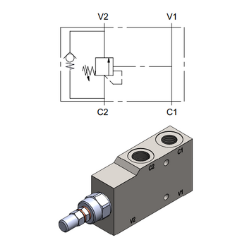 Single Effect Overcenter Valve — hydraulic valve for flow control, pressure regulation, or circuit protection in mobile and industrial hydraulic systems, supplied by Fluid Power Distributors (FPD), Hamilton New Zealand — hydraulic valve specialists for construction, agriculture, forestry, and industrial applications across New Zealand