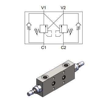 Flangeable Double Effect Overcenter Valve — hydraulic valve for flow control, pressure regulation, or circuit protection in mobile and industrial hydraulic systems, supplied by Fluid Power Distributors (FPD), Hamilton New Zealand — hydraulic valve specialists for construction, agriculture, forestry, and industrial applications across New Zealand