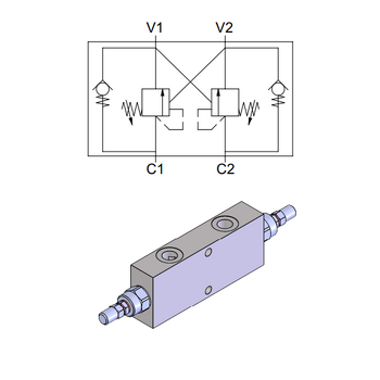 Double Effect Overcenter Valve, AR Model — hydraulic valve for flow control, pressure regulation, or circuit protection in mobile and industrial hydraulic systems, supplied by Fluid Power Distributors (FPD), Hamilton New Zealand — hydraulic valve specialists for construction, agriculture, forestry, and industrial applications across New Zealand