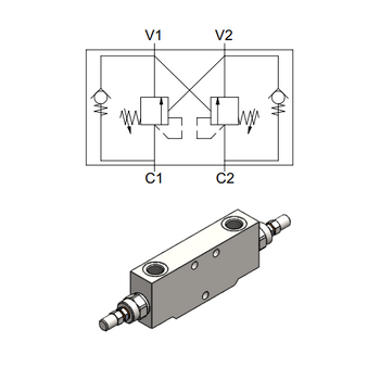Double Effect Overcenter Valve, Compact Series — hydraulic valve for flow control, pressure regulation, or circuit protection in mobile and industrial hydraulic systems, supplied by Fluid Power Distributors (FPD), Hamilton New Zealand — hydraulic valve specialists for construction, agriculture, forestry, and industrial applications across New Zealand