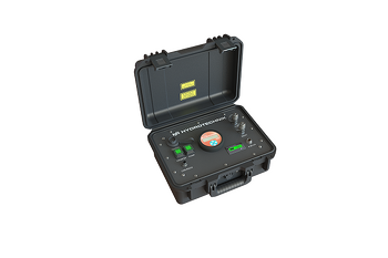 Hydrotechnik Mobile Particle Counter - Patrick in the box — portable hydraulic test and measurement instrument for flow, pressure, temperature, and contamination monitoring, supplied by Fluid Power Distributors (FPD), Hamilton New Zealand — hydraulic diagnostic specialists serving mobile plant and industrial sectors across New Zealand