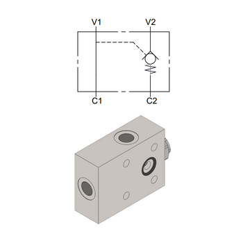Flangiable Single Pilot Operated Check Valve — hydraulic valve for flow control, pressure regulation, or circuit protection in mobile and industrial hydraulic systems, supplied by Fluid Power Distributors (FPD), Hamilton New Zealand — hydraulic valve specialists for construction, agriculture, forestry, and industrial applications across New Zealand