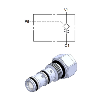 Cartridge Single Pilot Operated Check Valve — hydraulic valve for flow control, pressure regulation, or circuit protection in mobile and industrial hydraulic systems, supplied by Fluid Power Distributors (FPD), Hamilton New Zealand — hydraulic valve specialists for construction, agriculture, forestry, and industrial applications across New Zealand