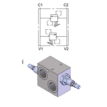 Dual Cross-Over Direct Acting Relief Valve (1inch Ports) — hydraulic valve for flow control, pressure regulation, or circuit protection in mobile and industrial hydraulic systems, supplied by Fluid Power Distributors (FPD), Hamilton New Zealand — hydraulic valve specialists for construction, agriculture, forestry, and industrial applications across New Zealand