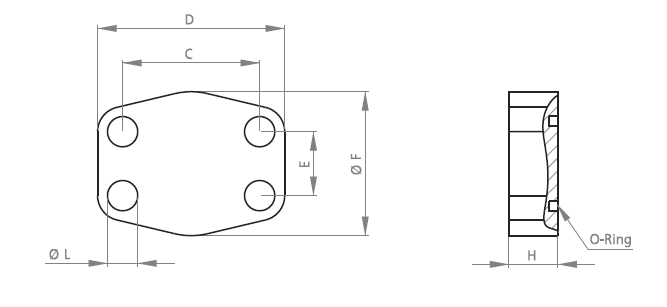 Port Adaptor SAE Blind Flange Mounting with O-Ring