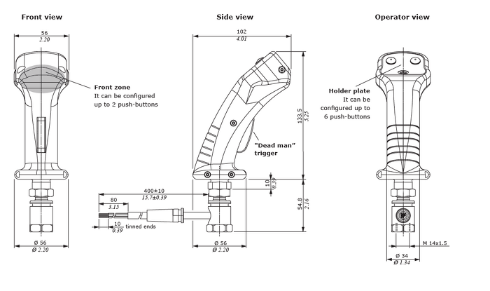 Walvoil H Series Joysticks Schematic Diagram — ergonomic hydraulic joystick handle for remote control of pilot-operated mobile hydraulic circuits, supplied by Fluid Power Distributors (FPD), Hamilton New Zealand — hydraulic controls specialists for mobile plant and construction equipment across New Zealand